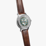 Scottish Cathcart Clan Tartan Crest Badge Silver Automatic Watch Size 46mm