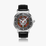 Clan MacDuff Crest & Tartan Knot Sterling Silver Unisex Automatic Watch (Silver) Size 46mm