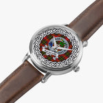 Somerville Scottish Clan Tartan Crest Badge Silver Automatic Watch Size 46mm