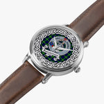 Bannerman Scottish Clan Tartan Crest Badge Silver Automatic Watch Size 46mm