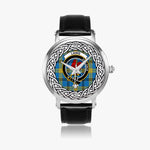 Laing Scottish Clan Tartan Crest Badge Silver Automatic Watch Size 46mm