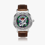 Young Scottish Clan Tartan Crest Badge Silver Automatic Watch Size 46mm