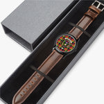 Scottish Buchanan Modern 2 Watch Tartan Crest Leather Strap Classic Plaid Watch