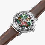 Scottish Muirhead Clan Tartan Crest Badge Silver Automatic Watch Size 46mm