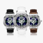 Landers Scottish Clan Tartan Crest Badge Silver Automatic Watch Size 46mm