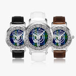 Moore Scottish Clan Tartan Crest Badge Silver Automatic Watch Size 46mm