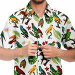 Men Hawaiian Shirt Colorful Tropical Parrots, Leaves & Flowers Hawaiian Men Short Sleeve Shirt