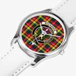 Scottish Buchanan Modern Watch Tartan Crest Leather Strap Classic Plaid Watch