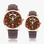 Scottish Boyd Modern Family Crest Quartz Watch With Leather Strap - Tartan Watch Instafamous Quartz Leather Strap Plaid Watch