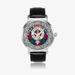 Auchinleck Scottish Clan Tartan Crest Badge Silver Automatic Watch Size 46mm