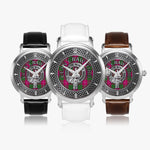 Clan Crawford Crest & Tartan Knot Sterling Silver Unisex Automatic Watch (Silver) Size 46mm