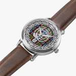 Scottish Stirling Clan Tartan Crest Badge Silver Automatic Watch Size 46mm