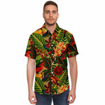 Men Hawaiian Shirt Antique Tropical Parrots Jungle Pattern Hawaiian Men Short Sleeve Shirt