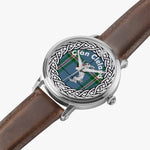 Cleland Scottish Clan Tartan Crest Badge Silver Automatic Watch Size 46mm