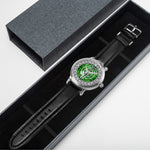Scottish Galloway Clan Tartan Crest Badge Silver Automatic Watch Size 46mm