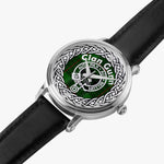 Scottish Gunn Ancient Clan Tartan Crest Badge Silver Automatic Watch Size 46mm