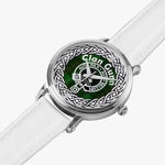 Scottish Gunn Ancient Clan Tartan Crest Badge Silver Automatic Watch Size 46mm