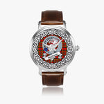 Hepburn Scottish Clan Tartan Crest Badge Silver Automatic Watch Size 46mm