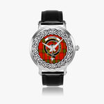 Maxton Scottish Clan Tartan Crest Badge Silver Automatic Watch Size 46mm