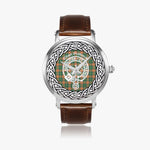 Scottish Pollock Clan Tartan Crest Badge Silver Automatic Watch Size 46mm