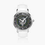 Clan Campbell Crest & Tartan Knot Sterling Silver Unisex Automatic Watch (Silver) Size 46mm
