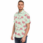 Men Hawaiian Shirt Cute Flamingo Pattern Hawaiian Men Short Sleeve Shirt