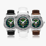 Scottish Abercrombie Scottish Clan Tartan Crest Badge Silver Automatic Watch Size 46mm