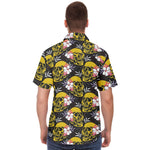 Men Hawaiian Shirt Colorful Flower and Scary Skulls Men Short Sleeve Shirt