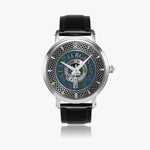 Clan Fergusson Crest & Tartan Knot Sterling Silver Unisex Automatic Watch (Silver) Size 46mm