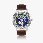 Scottish Strachan Clan Tartan Plaid Crest Badge Silver Automatic Watch Size 46mm