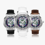 Scottish Wood Clan Tartan Crest Badge Silver Automatic Watch Size 46mm