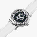 Scottish Gunn Clan Tartan Crest Badge Silver Automatic Watch Size 46mm