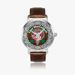 MacCulloch Scottish Clan Tartan Crest Badge Silver Automatic Watch Size 46mm