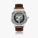 Scottish Fergusson Clan Tartan Crest Badge Silver Automatic Watch Size 46mm