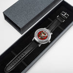 Stewart (High Stewards) Scottish Clan Tartan Crest Badge Silver Automatic Watch Size 46mm