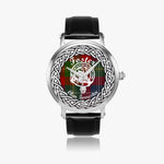 Foster Scottish Clan Tartan Crest Badge Silver Automatic Watch Size 46mm