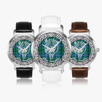 Morton Scottish Clan Tartan Crest Badge Silver Automatic Watch Size 46mm