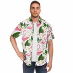 Men Hawaiian Shirt Flamingo Summer Holiday Hawaiian Men Short Sleeve Shirt