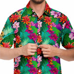 Men Hawaiian Shirt Colorful Tropical Flowers Hawaiian Men Short Sleeve Shirt