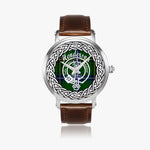 Scottish Henderson Clan Tartan Crest Badge Silver Automatic Watch Size 46mm