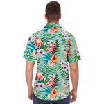 Men Hawaiian Shirt Flamingo Birds and Tropical Summer Hawaiian Men Short Sleeve Shirt