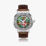 Scottish Muirhead Clan Tartan Crest Badge Silver Automatic Watch Size 46mm