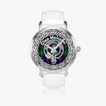 Malcolm Scottish Clan Tartan Crest Badge Old Silver Automatic Watch Size 46mm