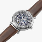 Hannay Scottish Clan Tartan Crest Badge Silver Automatic Watch Size 46mm