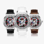 Charteris Scottish Clan Tartan Crest Badge Silver Automatic Watch Size 46mm