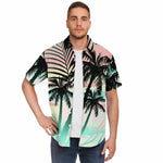 Men Hawaiian Shirt Black palms at sunset Men Short Sleeve Shirt