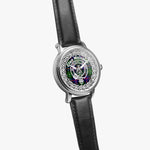 Malcolm Scottish Clan Tartan Crest Badge Old Silver Automatic Watch Size 46mm