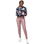 Women’s cropped windbreaker Floral pattern with roses and small flowers with vintage flower Summer Rose Women's Cropped Windbreaker