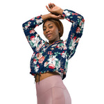 Women’s cropped windbreaker Floral pattern with roses and small flowers with vintage flower Summer Rose Women's Cropped Windbreaker