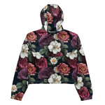 Women’s cropped windbreaker Floral Pattern Garden Flower Summer Rose Women's Cropped Windbreaker